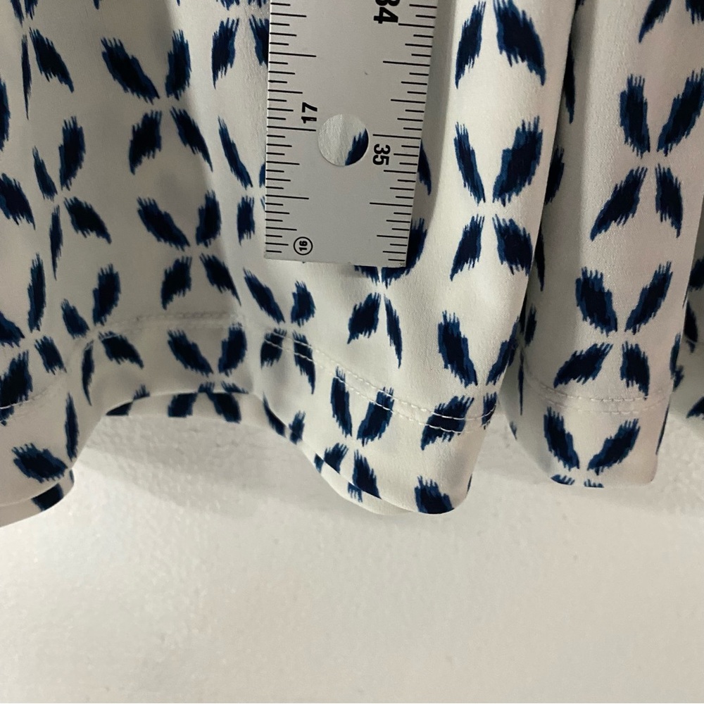 Banana Republic Dress Women XL White Blue Geometric Lightweight Empire Waist - Picture 7 of 8